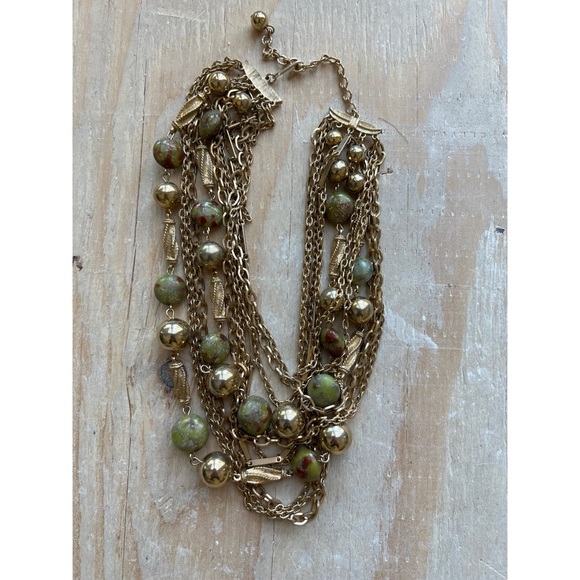 Multi Strand Gold Tone Necklace - Picture 2 of 6